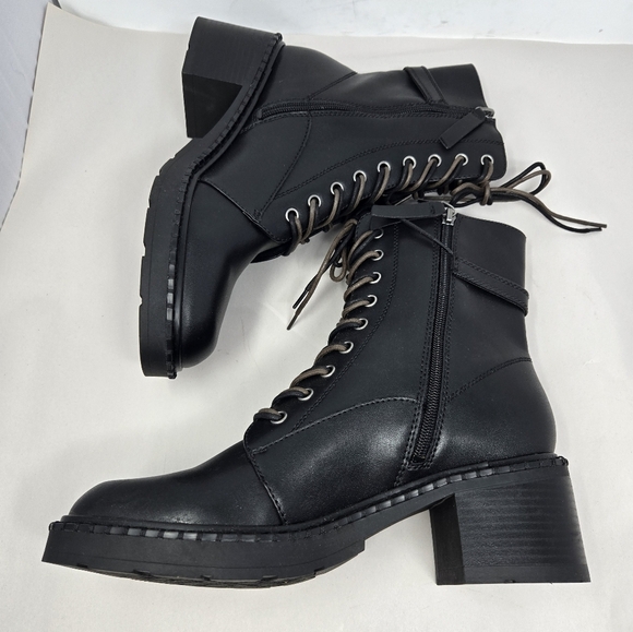 Zodiac Combat Women's Paxon Boots Sz 9.5M Black Faux Leather Lace & Zip Heeled - Picture 5 of 13